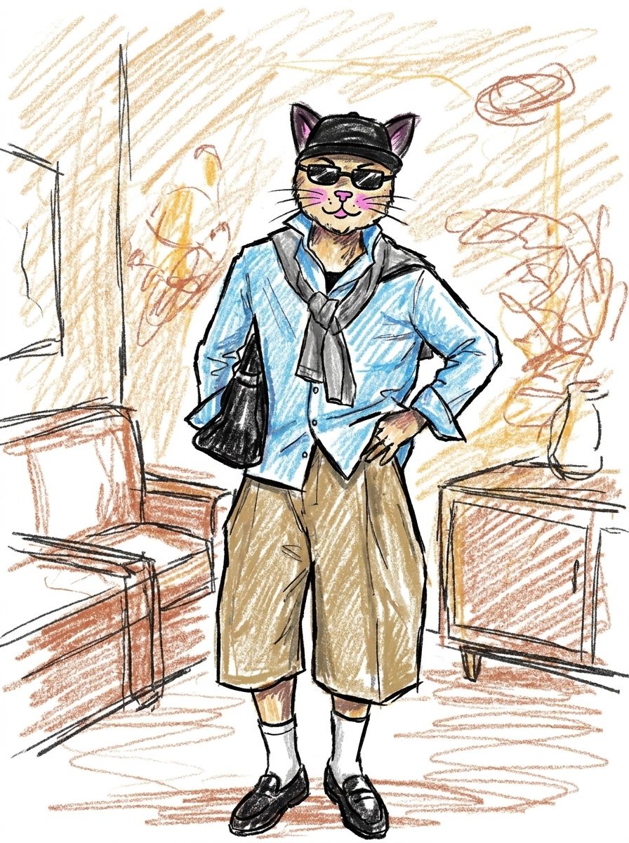 Crayon Cat Sketch